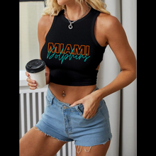Load image into Gallery viewer, Miami Dolphin Racerback Ribbed Crop Top tank