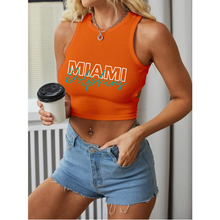 Load image into Gallery viewer, Miami Dolphin Racerback Ribbed Crop Top tank