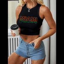 Load image into Gallery viewer, Miami Hurricanes Racerback Ribbed Crop Top tank