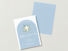Load image into Gallery viewer, Light Blue Arch Baptism Invitation