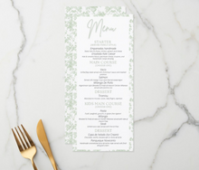 Load image into Gallery viewer, French Toile Green Menu (Print)