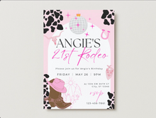 Load image into Gallery viewer, Cowgirl Rodeo Birthday Invitation