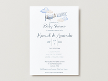 Load image into Gallery viewer, Landing Soon Airplane Baby Shower Invitation