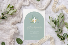 Load image into Gallery viewer, Greenery Arch Baptism Invitation