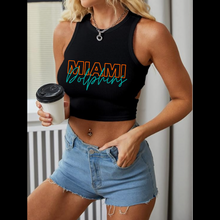 Load image into Gallery viewer, Miami Dolphin Racerback Ribbed Crop Top tank
