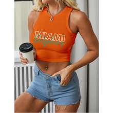 Load image into Gallery viewer, Miami Dolphin Racerback Ribbed Crop Top tank
