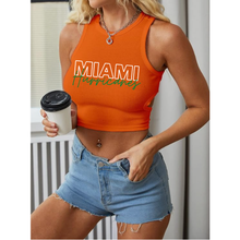 Load image into Gallery viewer, Miami Hurricanes Racerback Ribbed Crop Top tank
