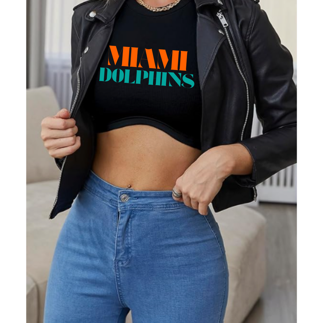 Miami Dolphins Ribbed Knitted Tank Crop Top
