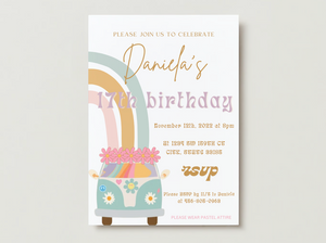 Boho Groovy Birthday Invitation