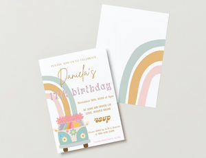 Boho Groovy Birthday Invitation