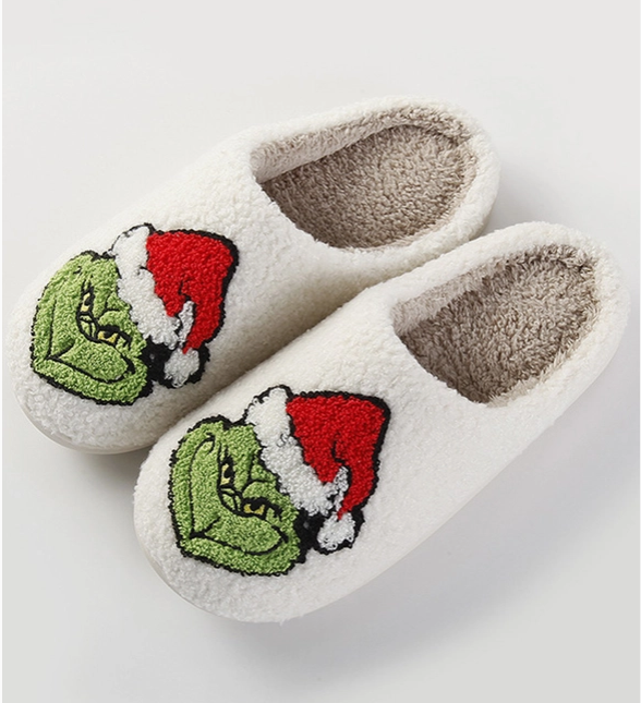 Santa Grinch Christmas Fleece Warm Slipper