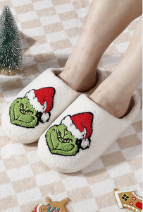 Santa Grinch Christmas Fleece Warm Slipper