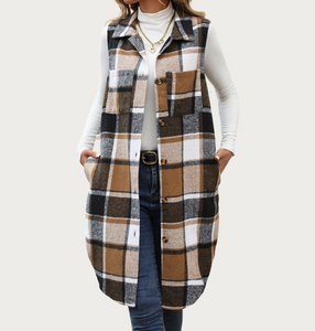 Never Outdated Multicolor Plaid Button-Up Outerwear Vest