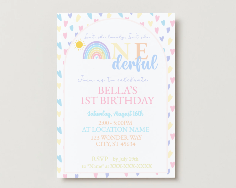 Heart Rainbow ONEwonderful Invitation