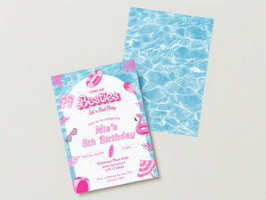 Barbie Pool Party Birthday Invitation