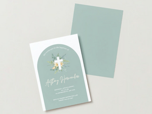 Greenery Arch Baptism Invitation