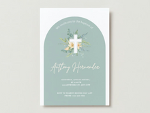 Load image into Gallery viewer, Greenery Arch Baptism Invitation
