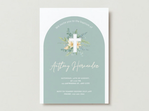 Greenery Arch Baptism Invitation