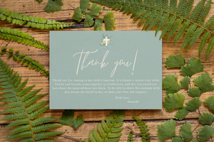 Greenery Arch Baptism thank you card