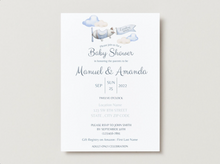 Load image into Gallery viewer, Landing Soon Airplane Baby Shower Invitation
