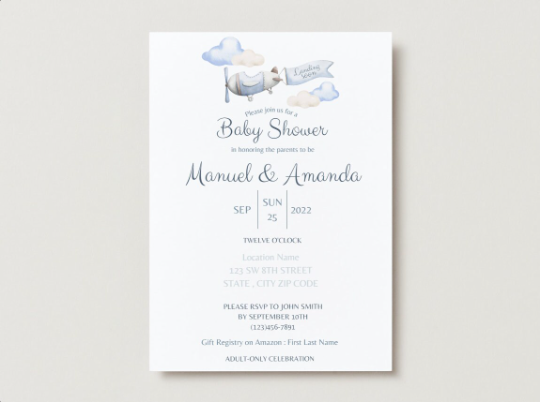 Landing Soon Airplane Baby Shower Invitation