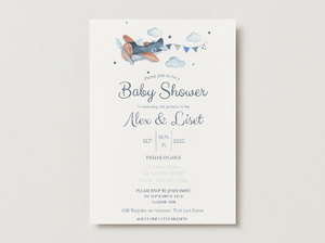 Vintage Airplane Baby Shower Invitation