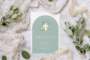 Greenery Arch Baptism Invitation