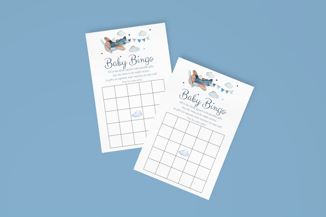 Vintage Airplane Baby Shower BINGO Game