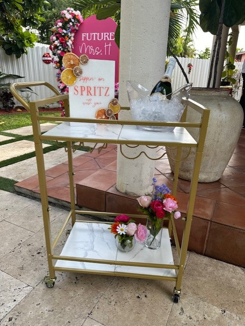 Gold 2-Tier Bar Cart RENTAL