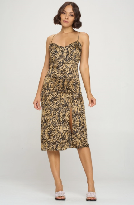 dull satin dress DULL SATIN CROSS FRONT TIE DRESS, Large