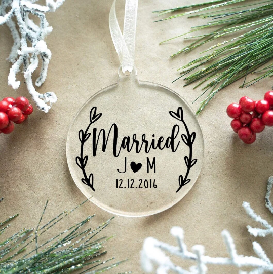 Newley Engaged | Married Round Acrylic Ornament