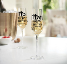 Load image into Gallery viewer, Mr and Mrs Personalized Champagne Glasses
